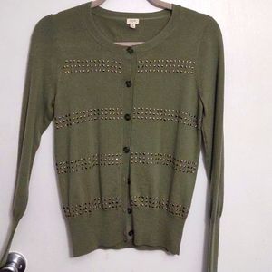 J Crew Olive green small cardigan